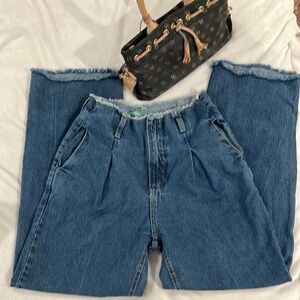 HOTOP Wide leg high waisted pleated jeans
